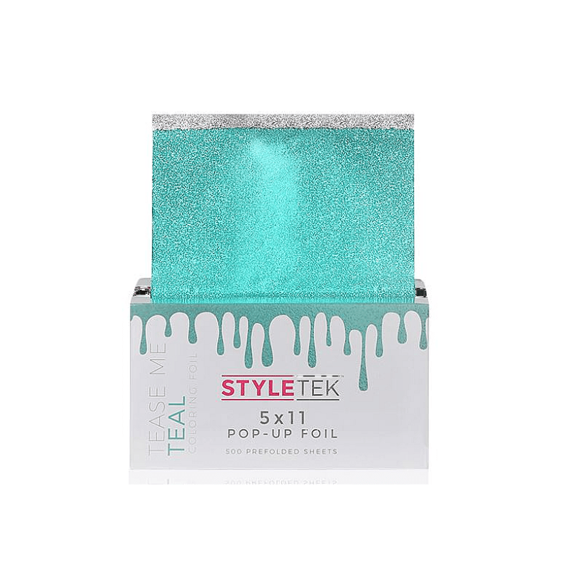 Styletek Tease Me Teal Embossed Pop-Up Foil 500ct 5x11 - Professional Hair Accessories