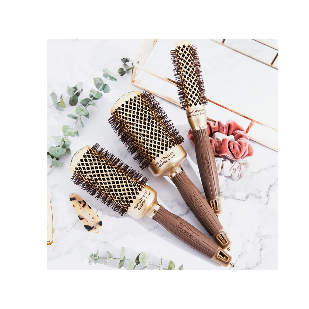 Olivia Garden Nano Thermic Ceramic + Ion Round Thermal Hair Brush -Blowout Brush for Normal to Thick Hair