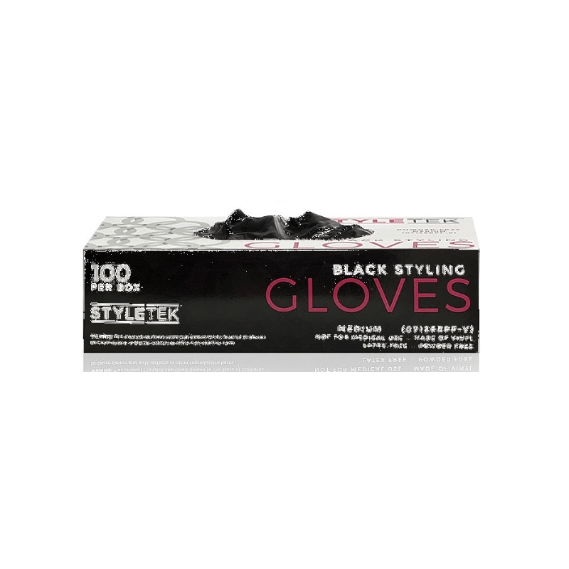 Styletek Black Powder Free Gloves 100ct - Professional Hair Accessories