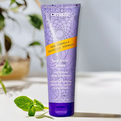 Amika Bust Your Brass Cool Blonde Repair Conditioner 8.2 oz - James S Geidner Inc