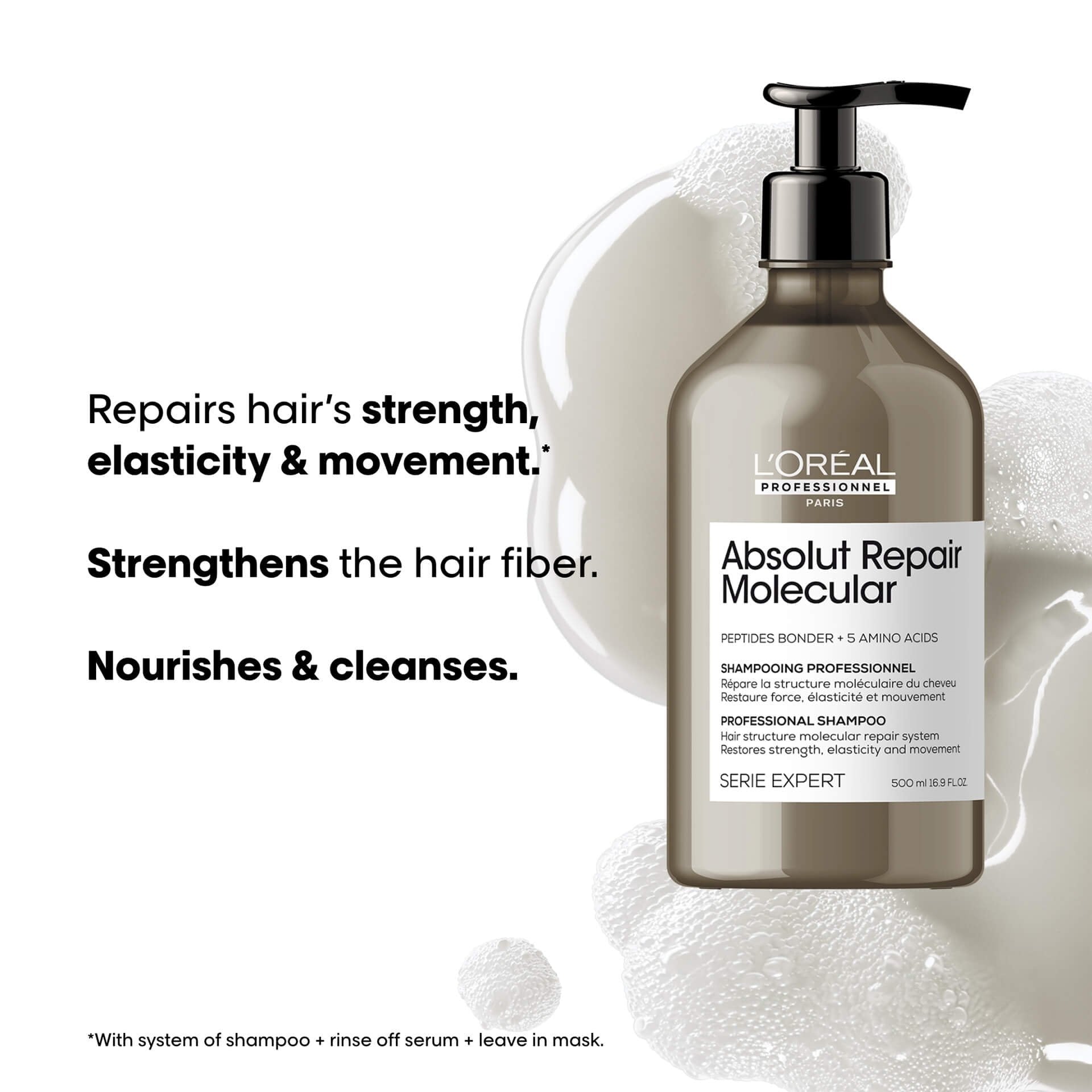 【廃盤品】L'Oreal スマートボンド ステップ1&2 500mL Absolut Repair Molecular Shampoo | Nourish & Strengthen Hair
